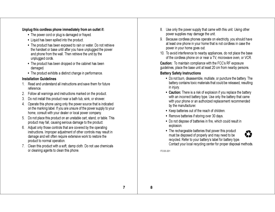 Motorola MD450 manual Unplug this cordless phone immediately from an outlet if, Installation Guidelines 