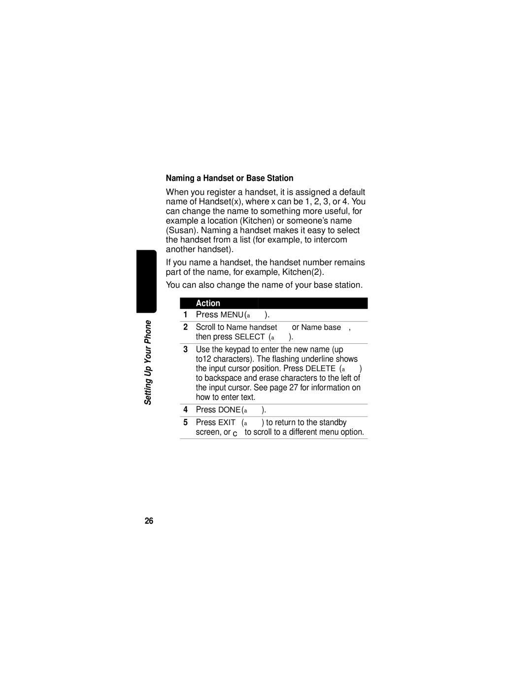 Motorola MD470 Series manual Naming a Handset or Base Station 