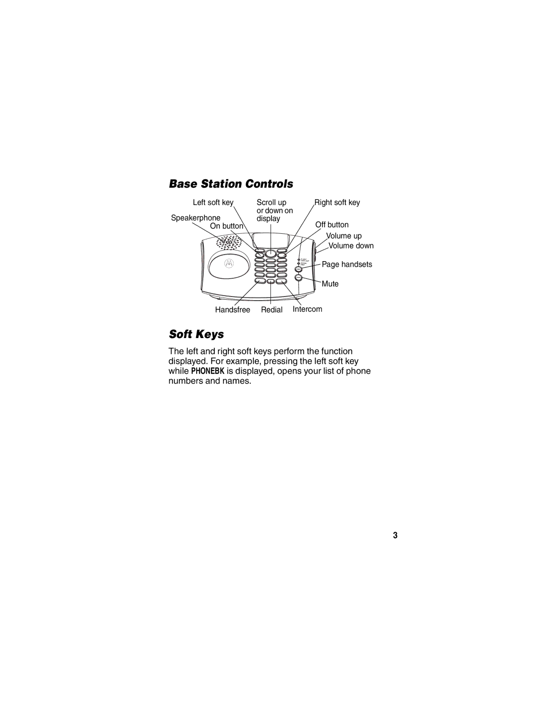 Motorola MD470 Series manual Base Station Controls, Soft Keys 