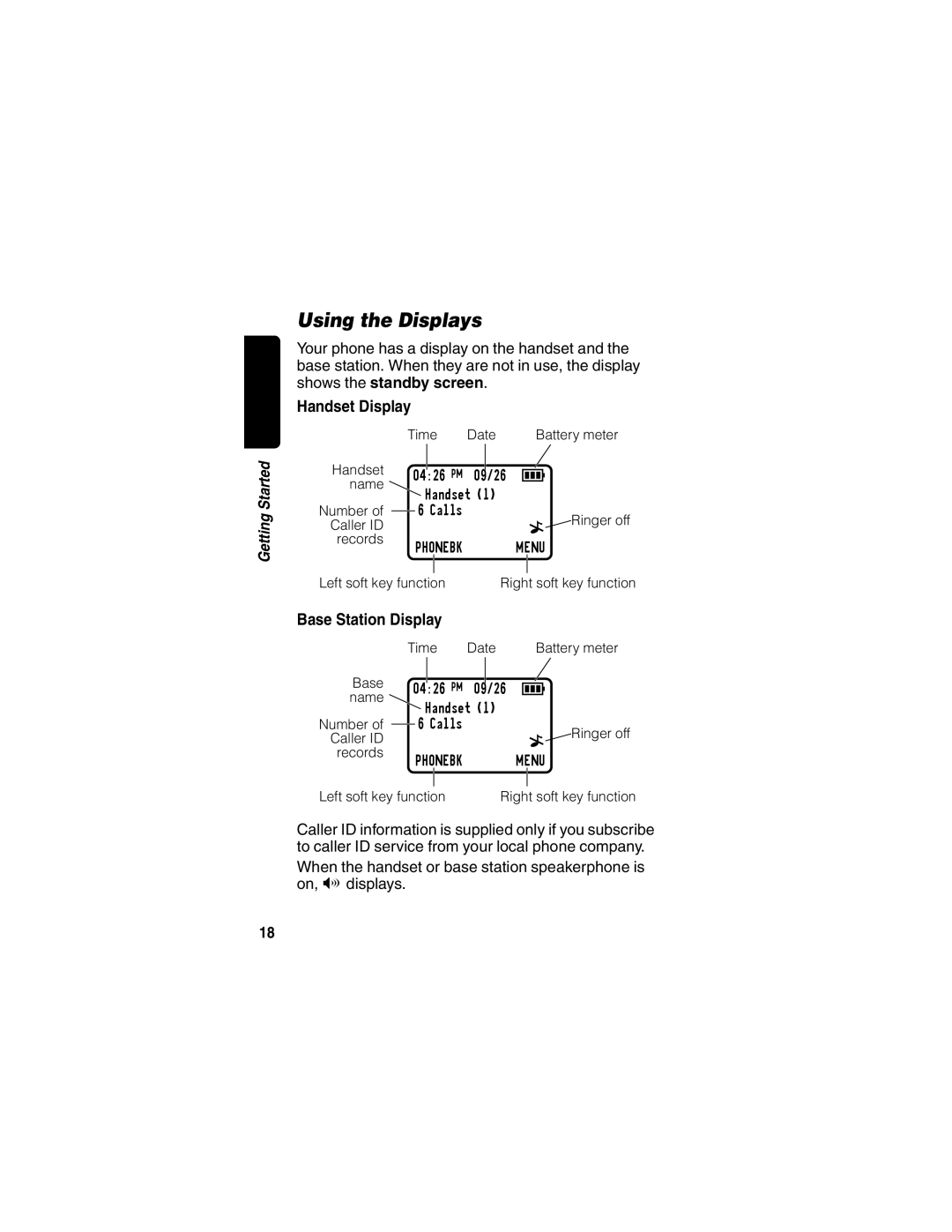 Motorola MD470 manual Using the Displays, Handset Display 