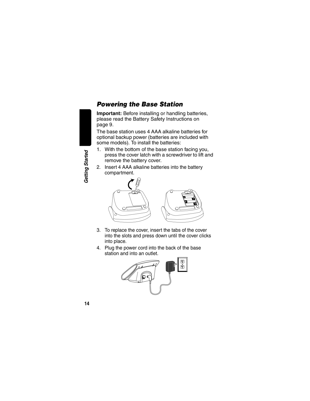 Motorola MD480 Series manual Powering the Base Station 