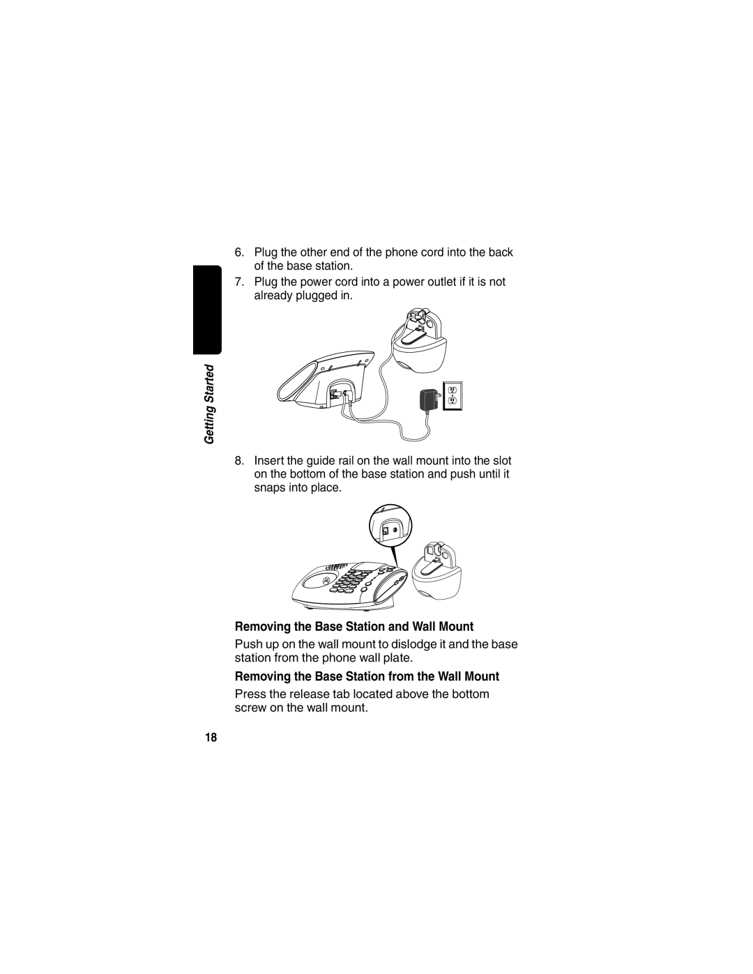 Motorola MD480 Series manual Removing the Base Station and Wall Mount 