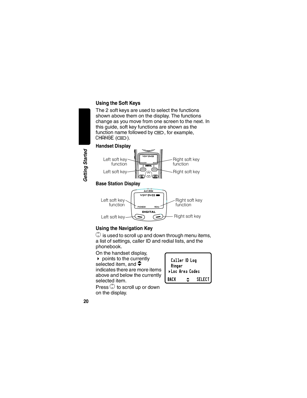 Motorola MD480 Series manual Handset Display, Base Station Display 