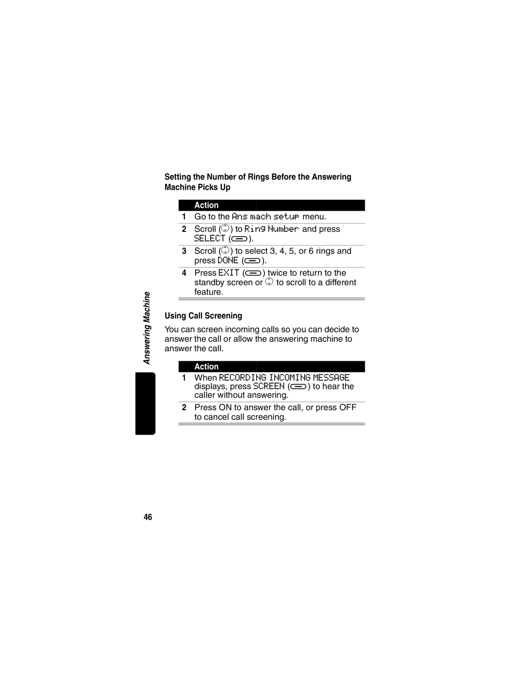 Motorola MD480 Series manual Using Call Screening 