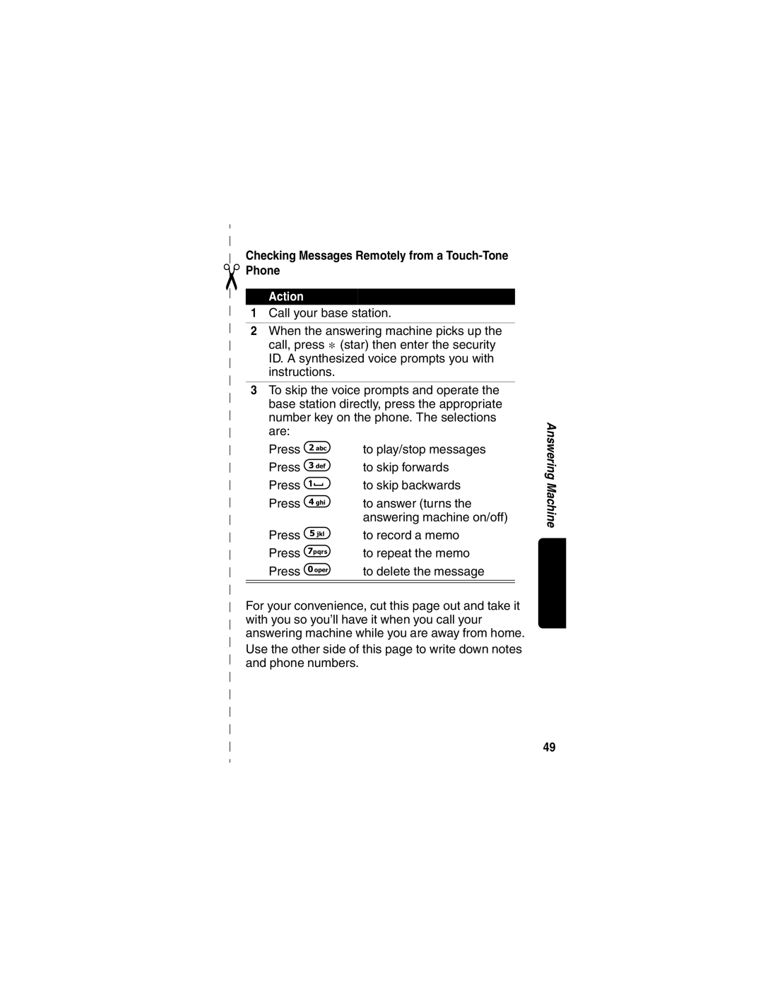 Motorola MD480 Series manual Checking Messages Remotely from a Touch-Tone Phone 