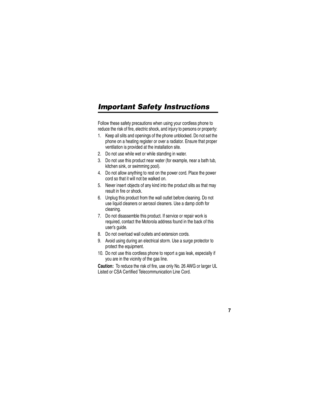 Motorola MD480 Series manual Important Safety Instructions 