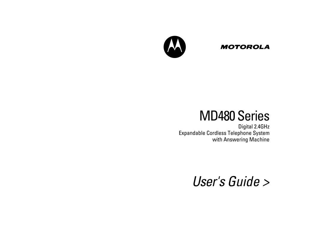 Motorola manual MD480 Series 