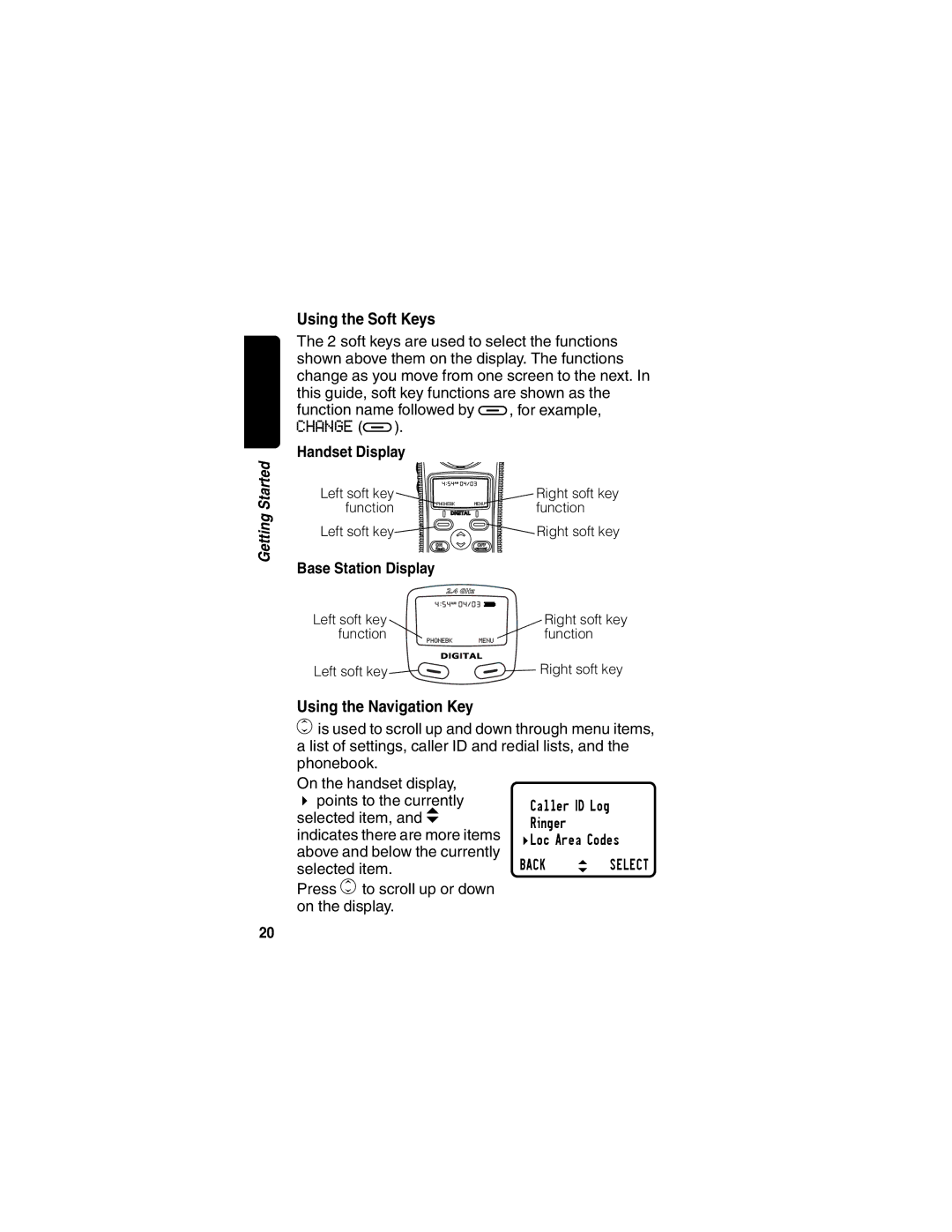 Motorola MD480 manual Handset Display, Base Station Display 