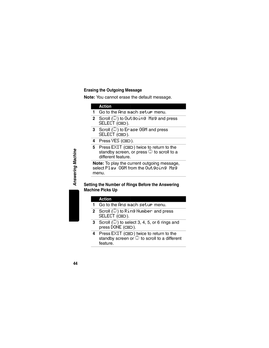 Motorola MD480 manual Erasing the Outgoing Message 