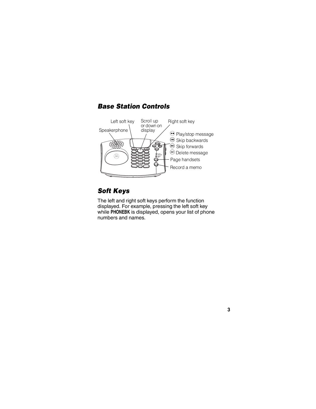 Motorola MD480 manual Base Station Controls, Soft Keys 