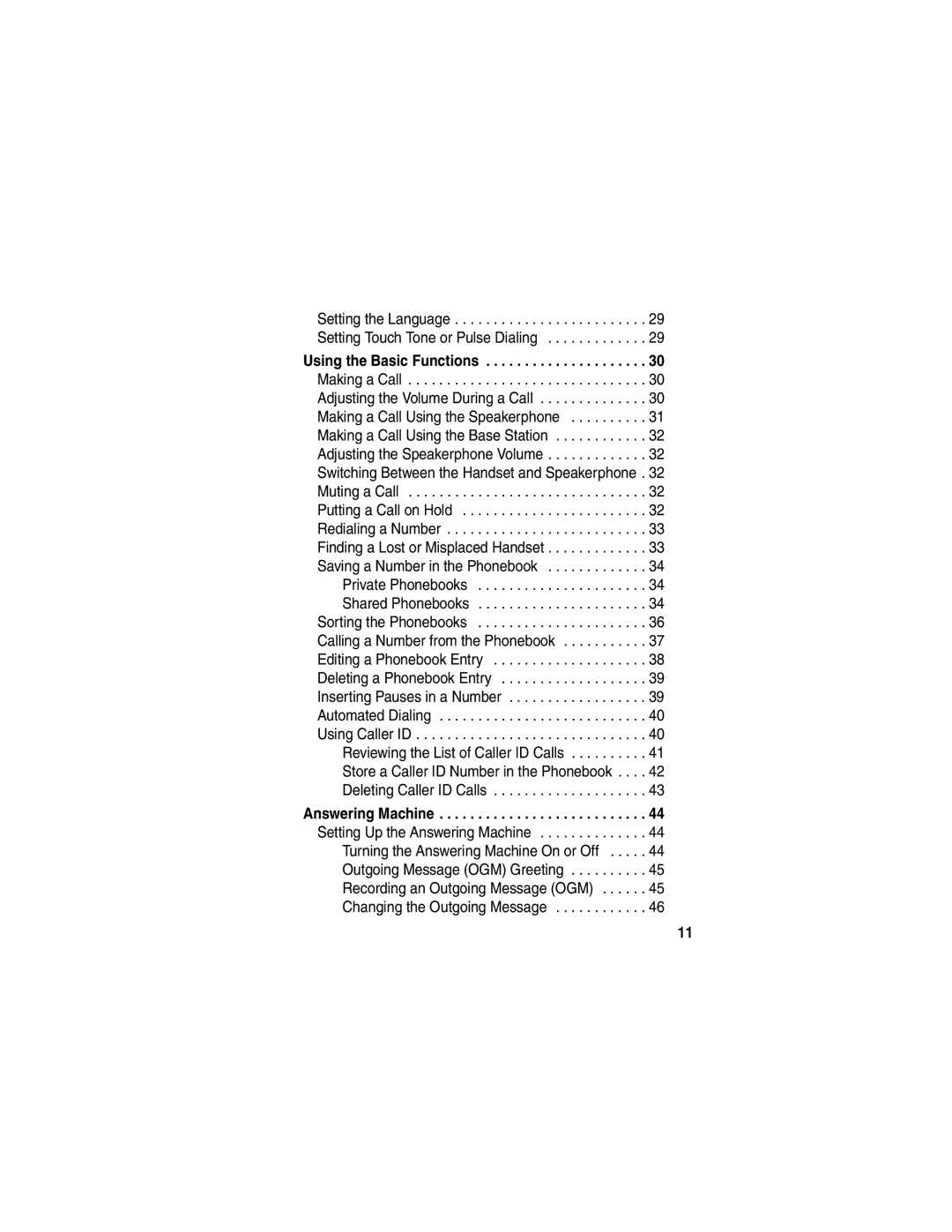 Motorola MD481 manual Setting the Language Setting Touch Tone or Pulse Dialing 