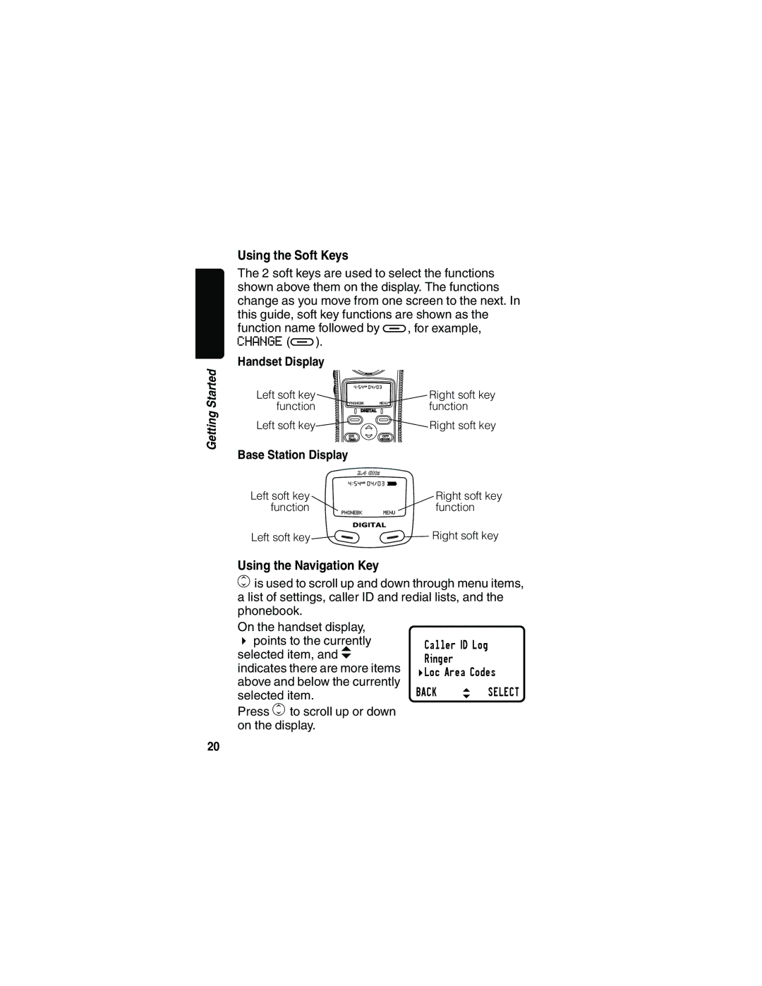 Motorola MD481 manual Handset Display, Base Station Display 