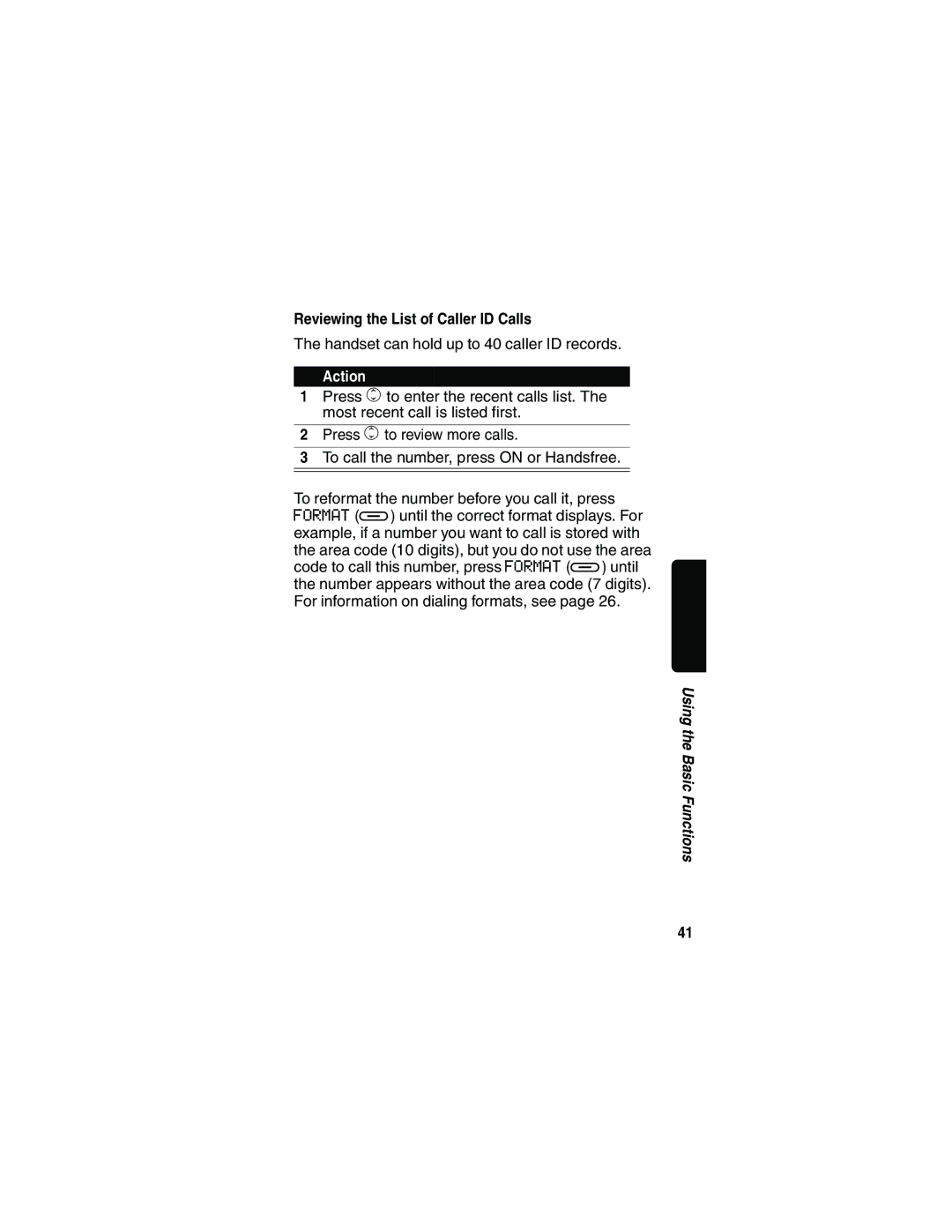 Motorola MD481 manual Reviewing the List of Caller ID Calls 