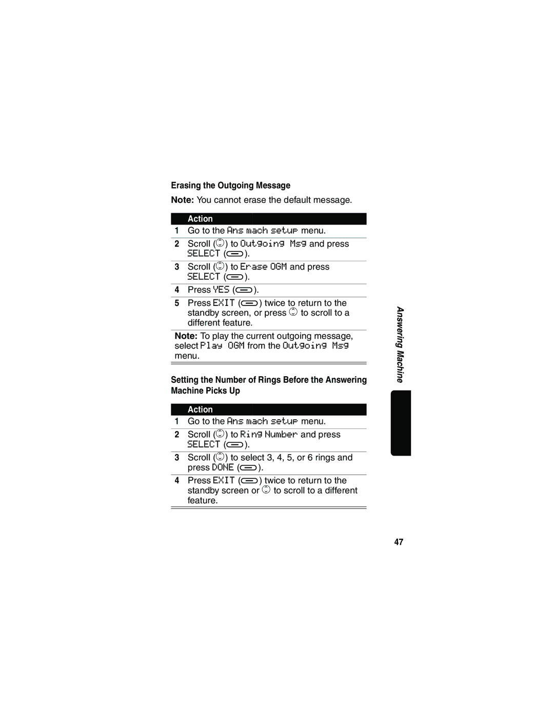 Motorola MD481 manual Erasing the Outgoing Message 