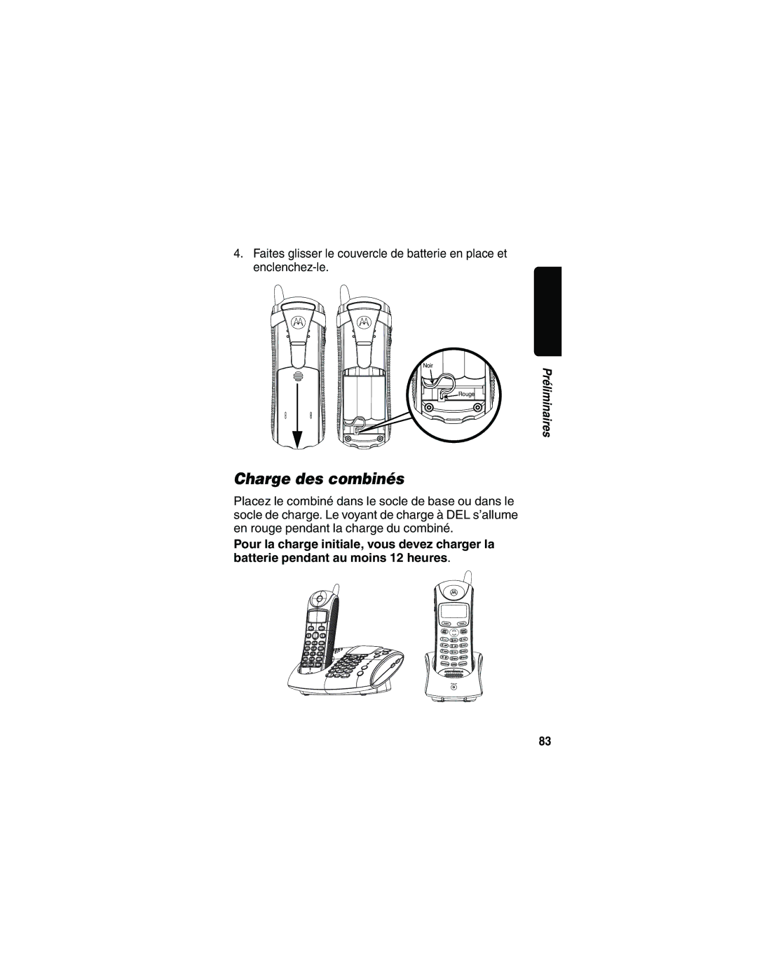 Motorola MD481 manual Charge des combinés 