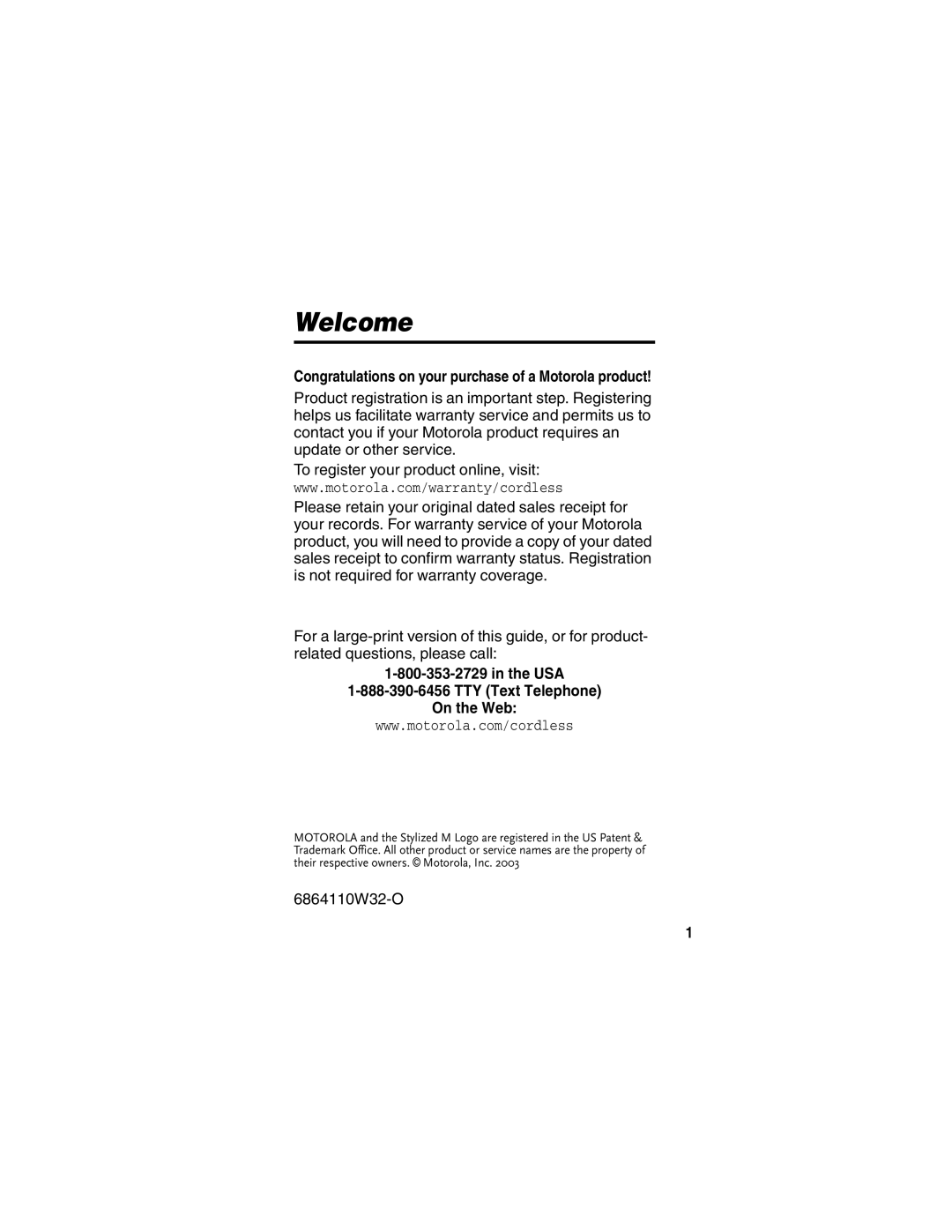 Motorola MD490 manual Welcome, USA TTY Text Telephone On the Web 