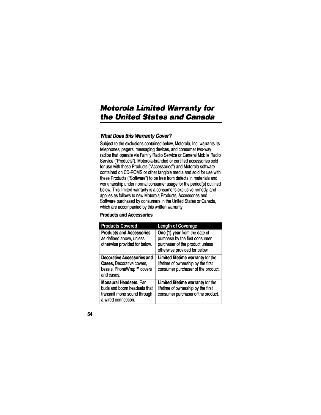 Motorola MD490 manual Motorola Limited Warranty for the United States and Canada, What Does this Warranty Cover? 