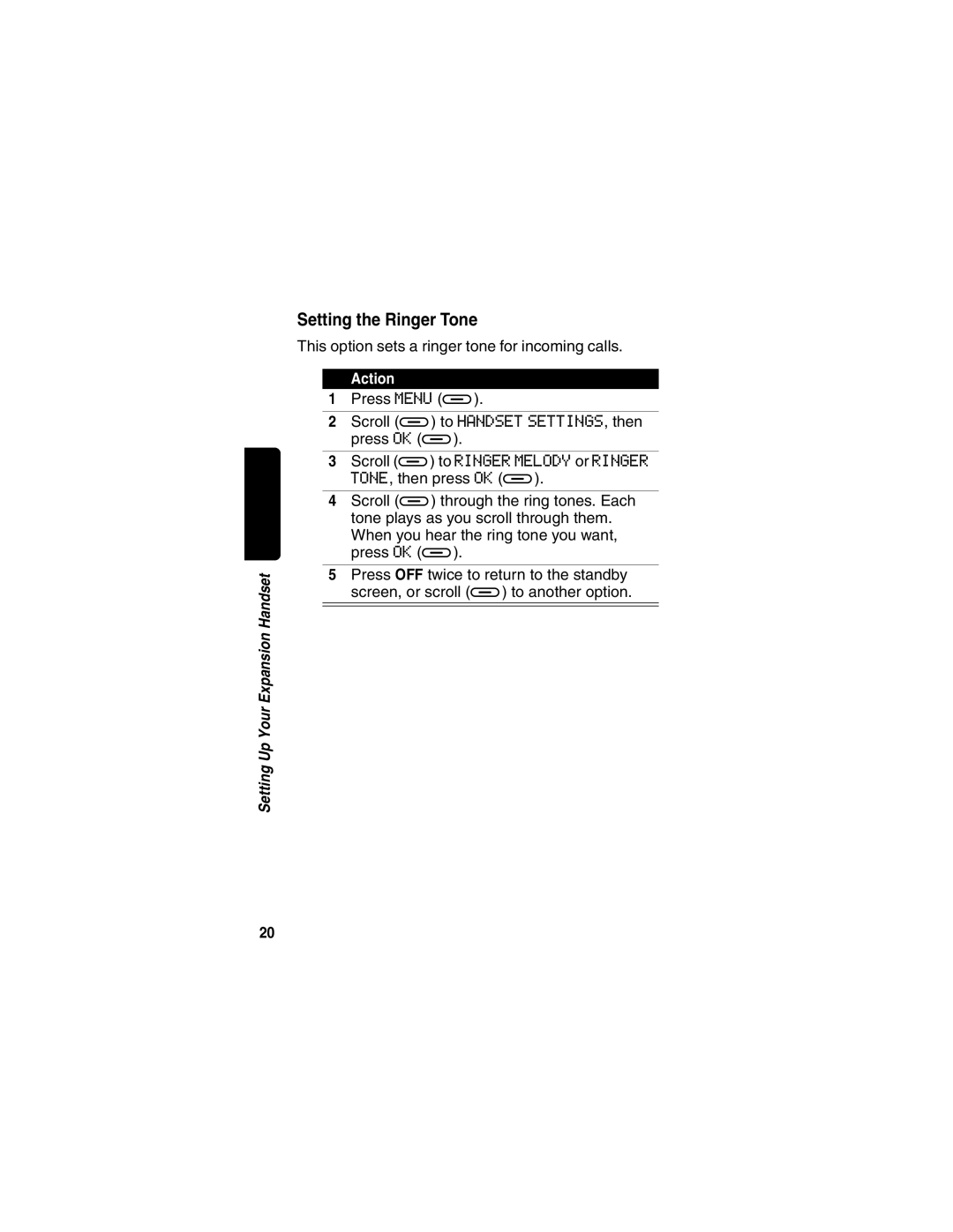 Motorola MD60 Series manual Setting the Ringer Tone 