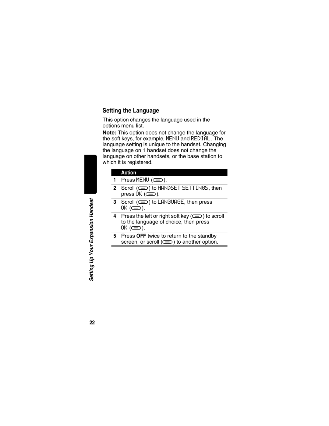 Motorola MD60 Series manual Setting the Language 