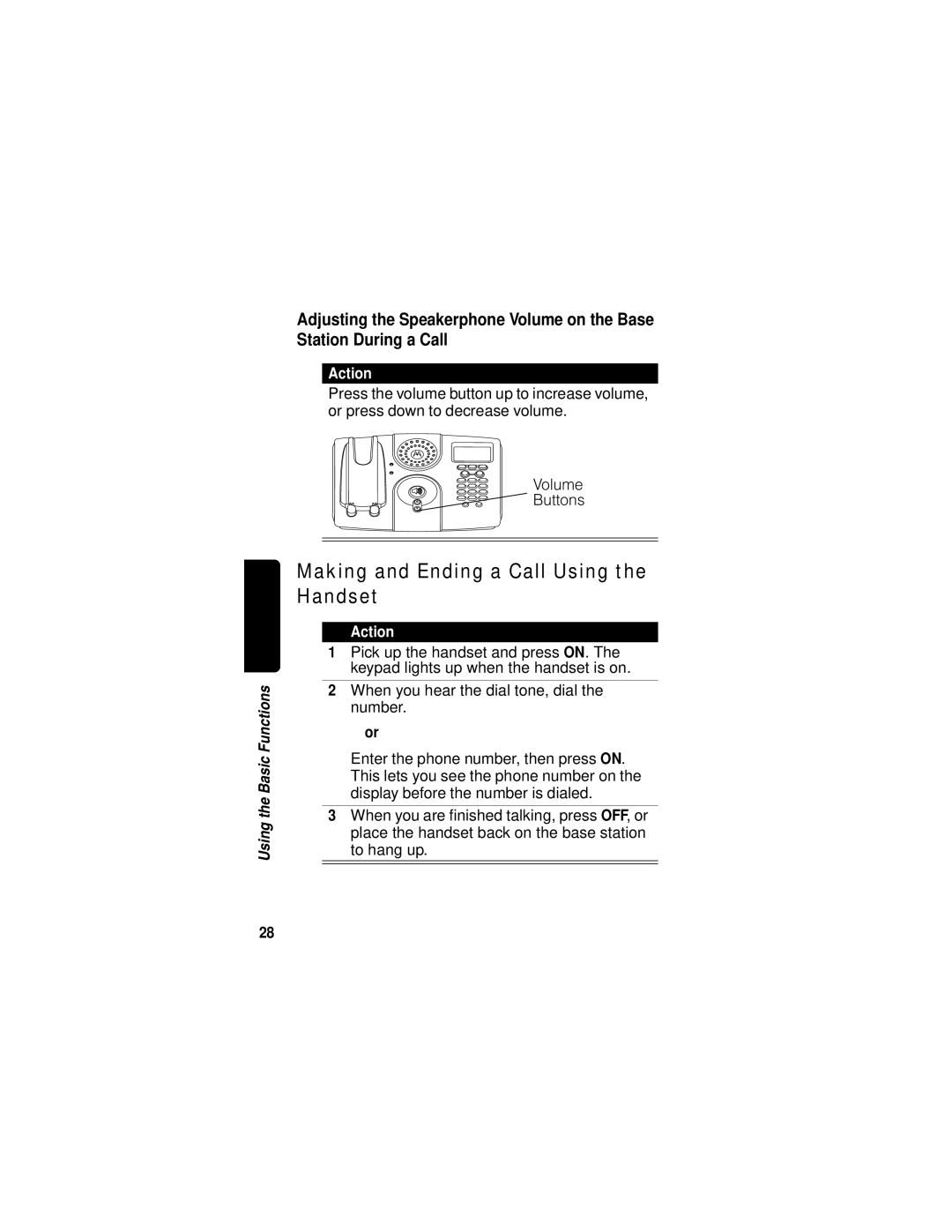 Motorola MD670 Series manual Making and Ending a Call Using the Handset 