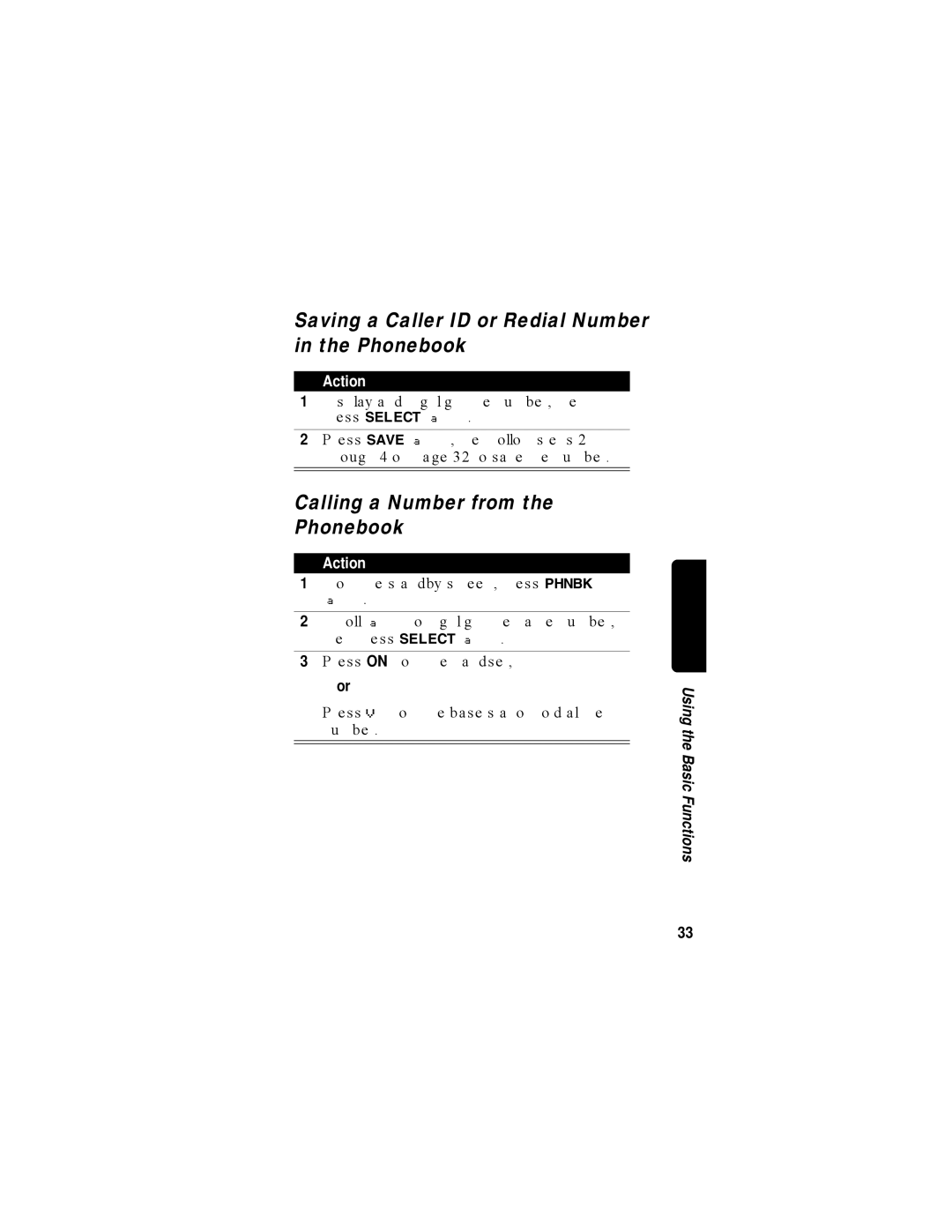 Motorola MD670 Series manual Saving a Caller ID or Redial Number in the Phonebook, Calling a Number from Phonebook 