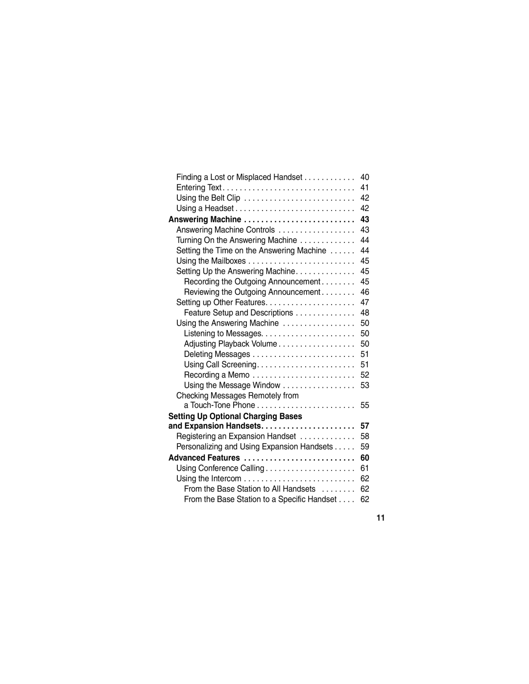 Motorola MD680 manual Setting Up Optional Charging Bases Expansion Handsets, Answering Machine 