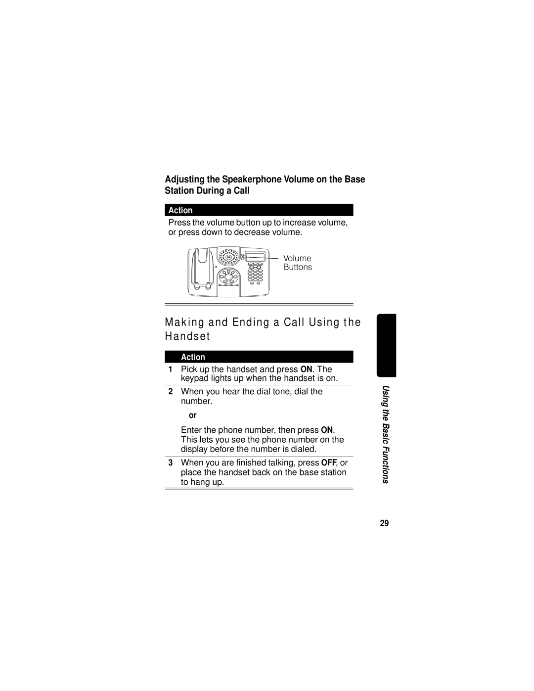 Motorola MD680 manual Making and Ending a Call Using the Handset 