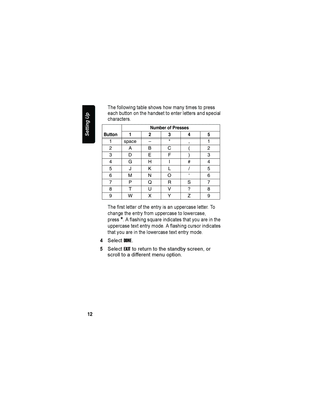 Motorola MD70 manual Number of Presses 