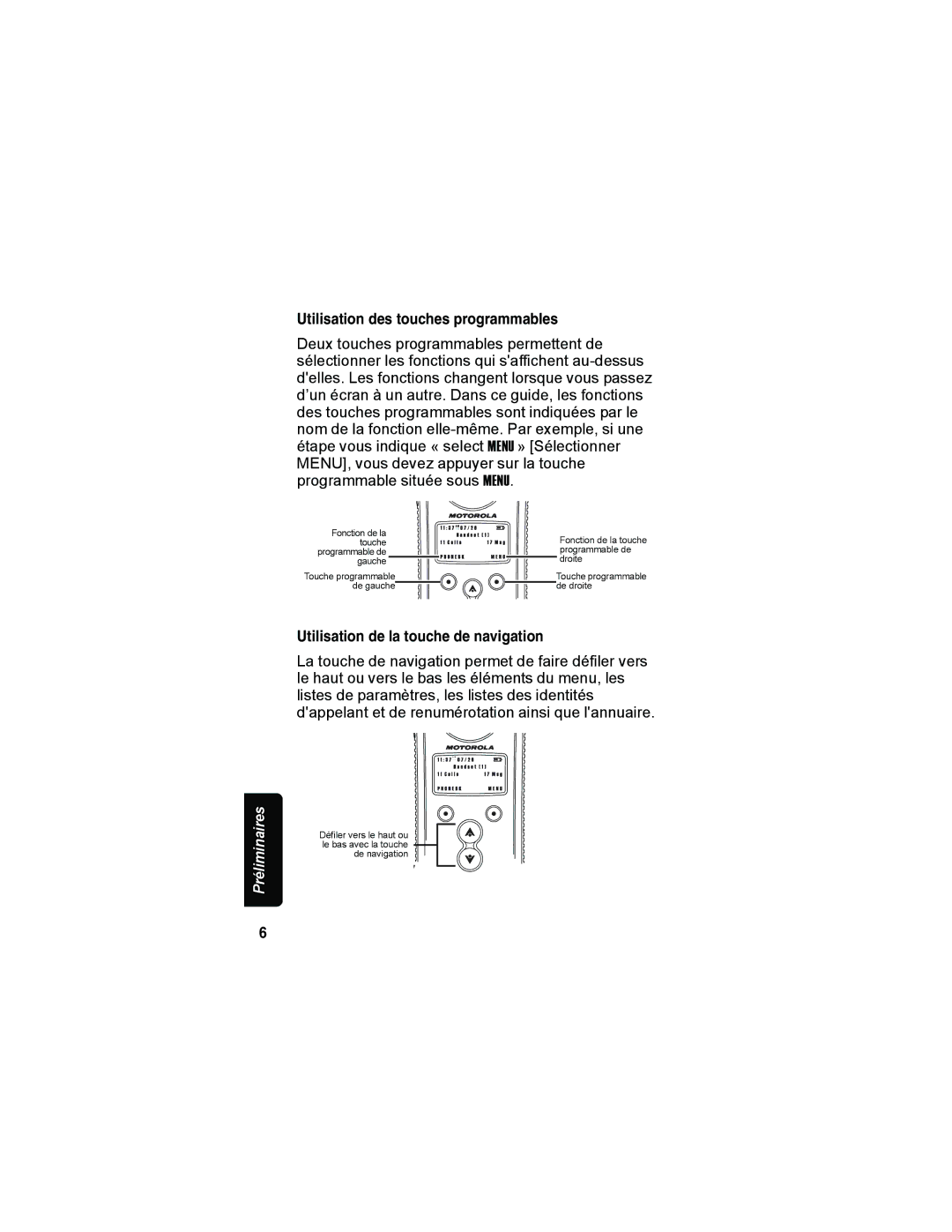 Motorola MD70 manual Touche programmable De gauche De droite 