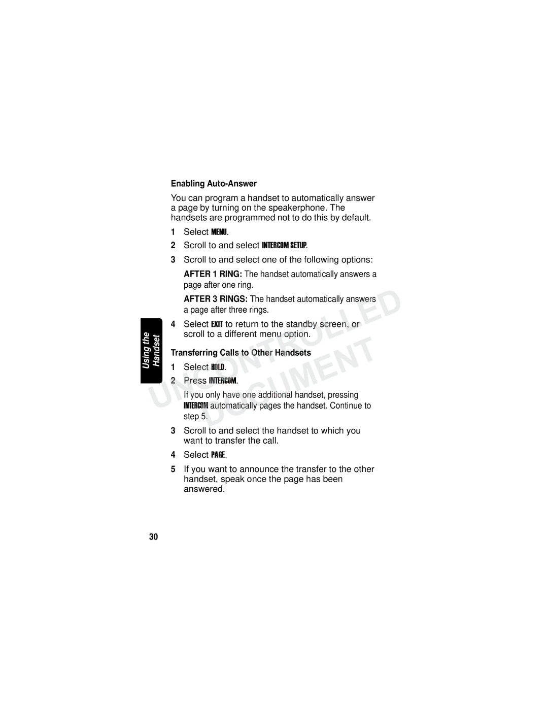 Motorola MD7000 manual Enabling Auto-Answer, Transferring Calls to Other Handsets 