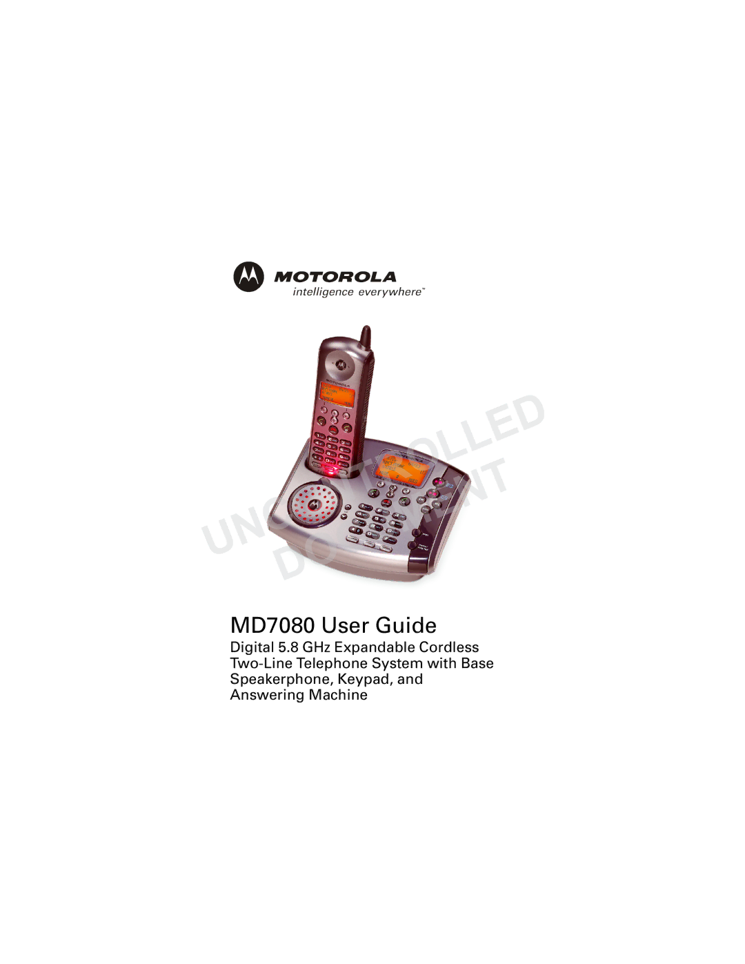 Motorola MD7080 Series manual Uncontrolleddocument 