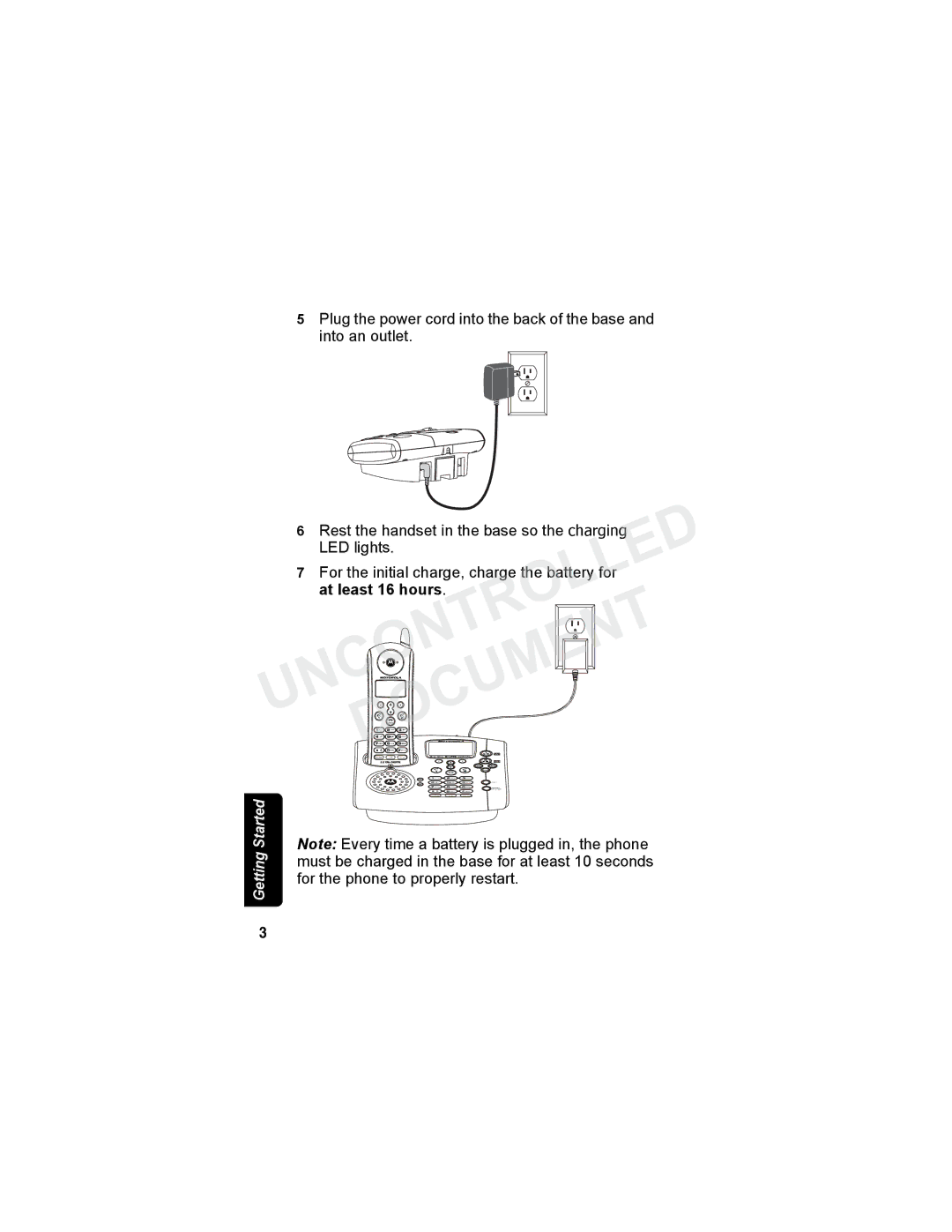 Motorola MD7080 Series manual LED lights, For the initial charge, charge the battery for 