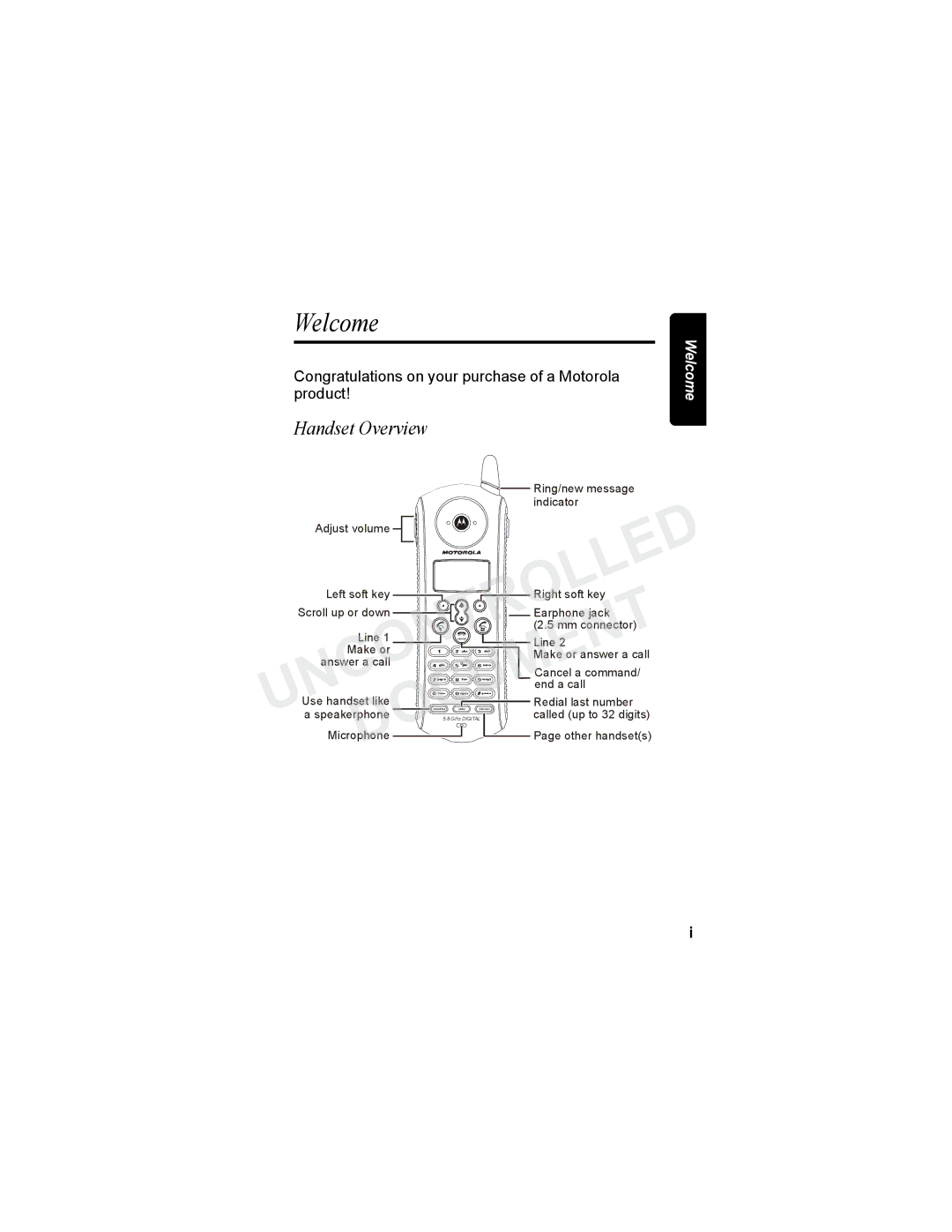 Motorola MD7080 Series manual Welcome, Handset Overview, Congratulations on your purchase of a Motorola product 