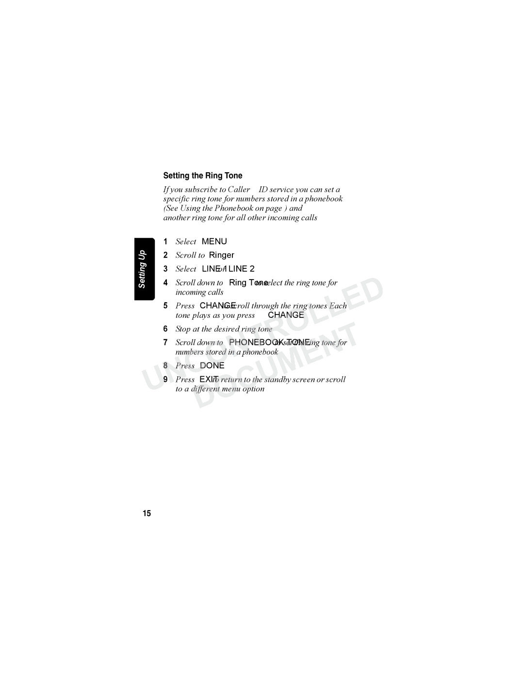 Motorola MD7080 Series manual Setting the Ring Tone 