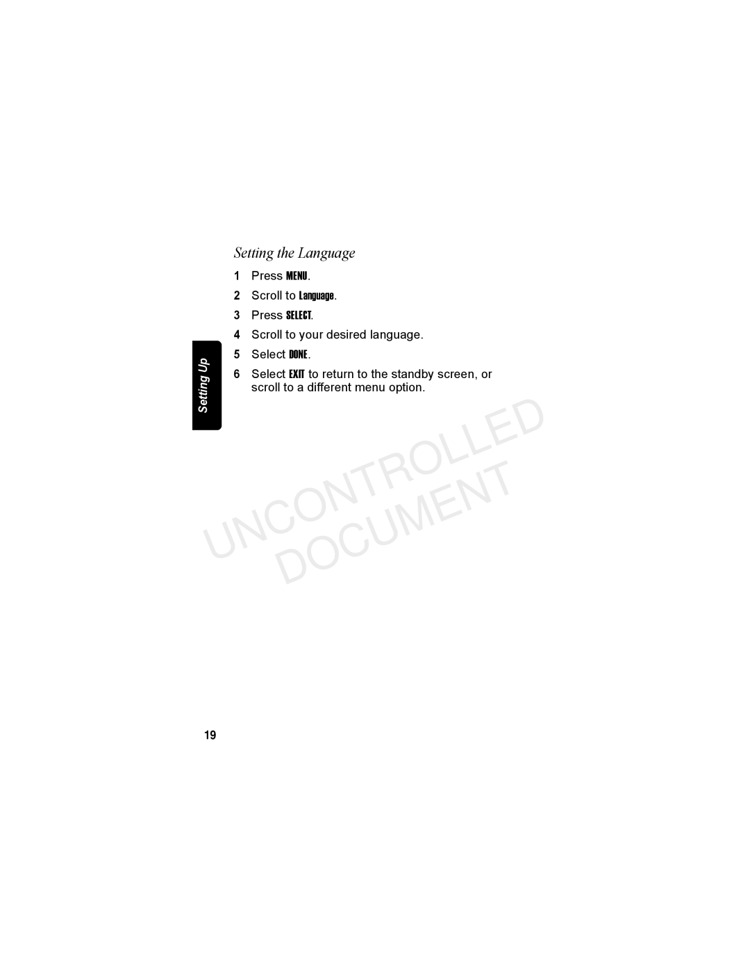 Motorola MD7080 Series manual Setting the Language 