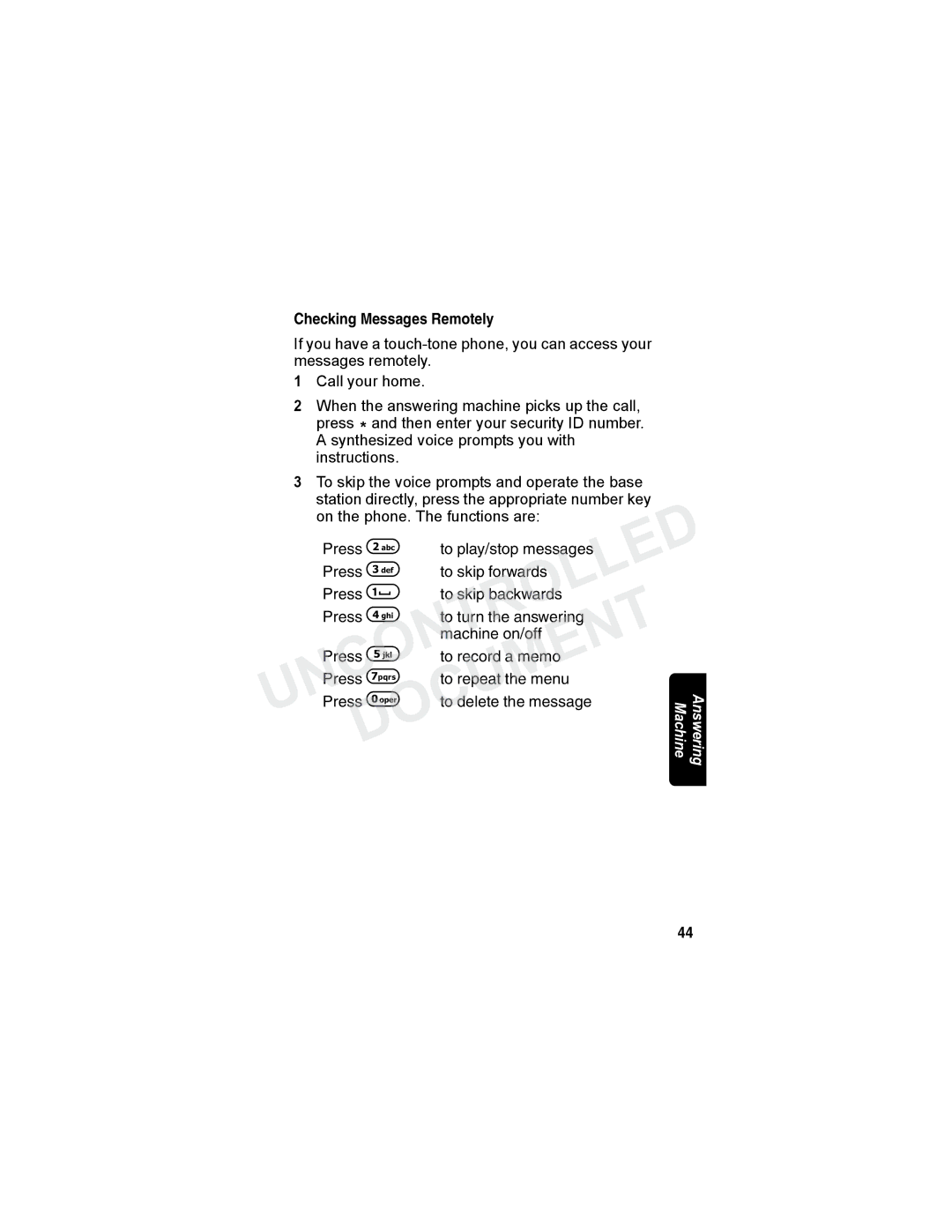 Motorola MD7080 Series manual Checking Messages Remotely 