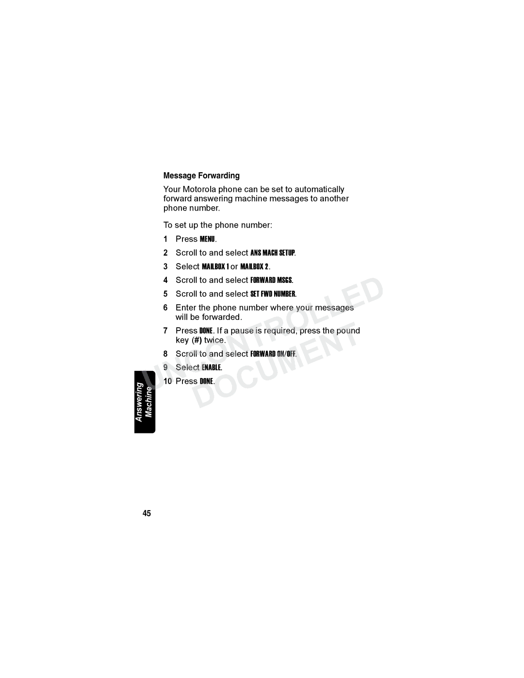 Motorola MD7080 Series manual Message Forwarding 