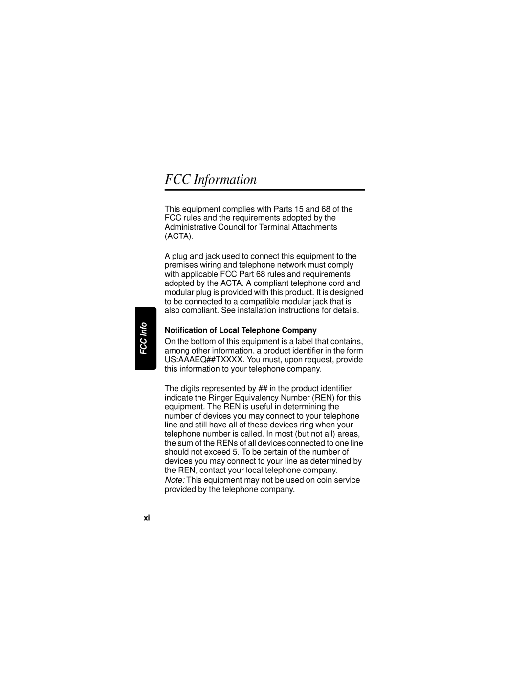 Motorola MD7080 manual FCC Information, Notification of Local Telephone Company 