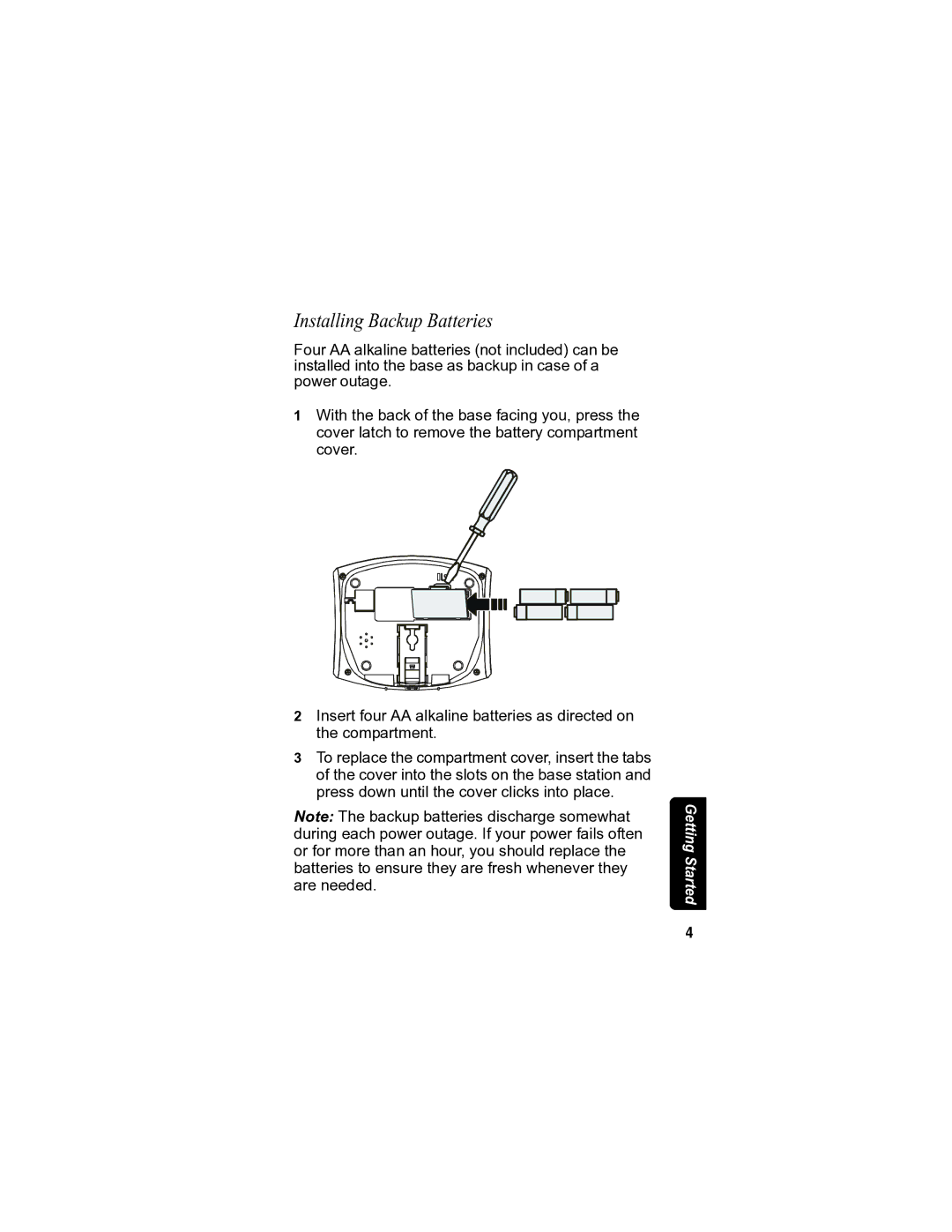 Motorola MD7080 manual Installing Backup Batteries 