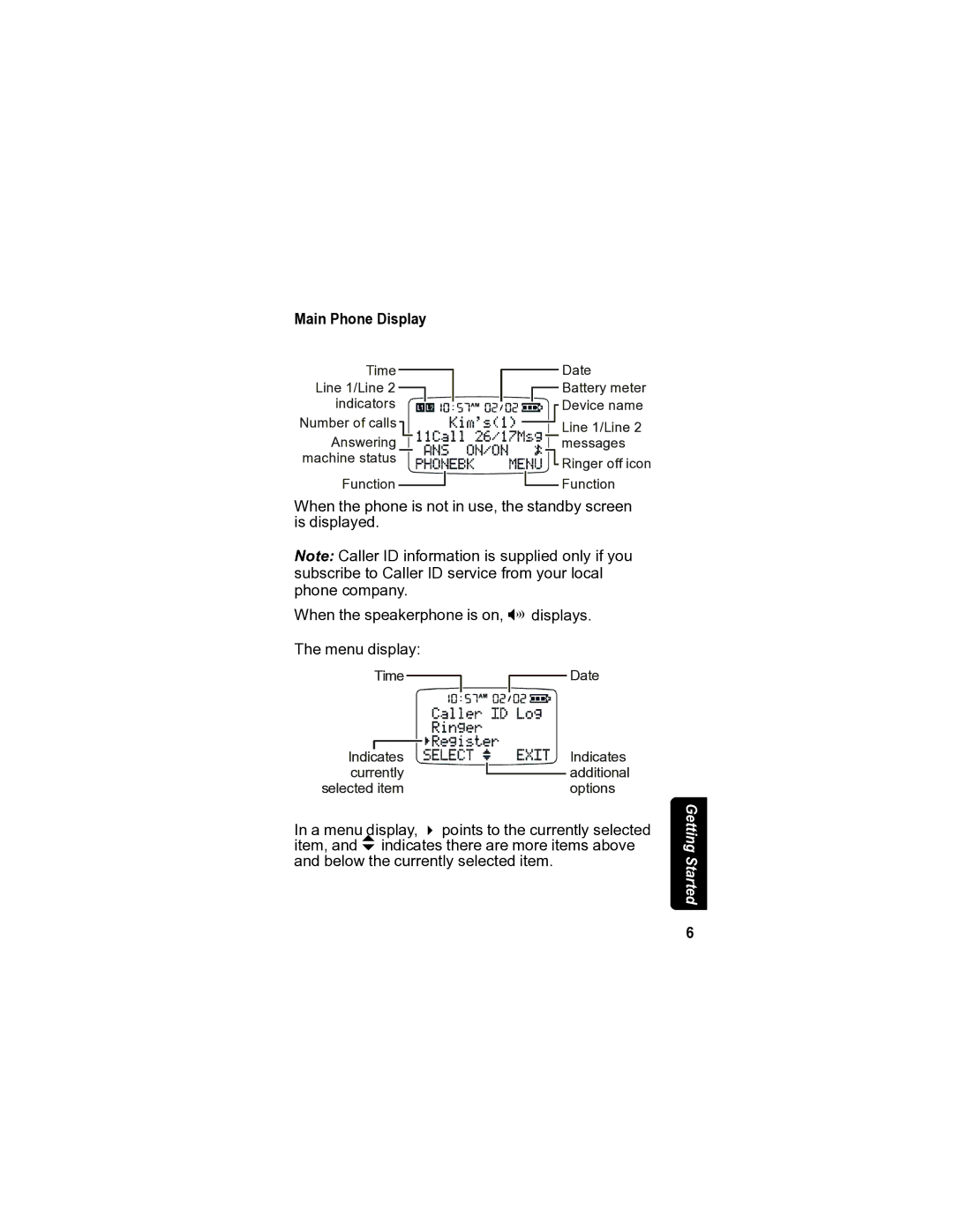 Motorola MD7080 manual Main Phone Display 