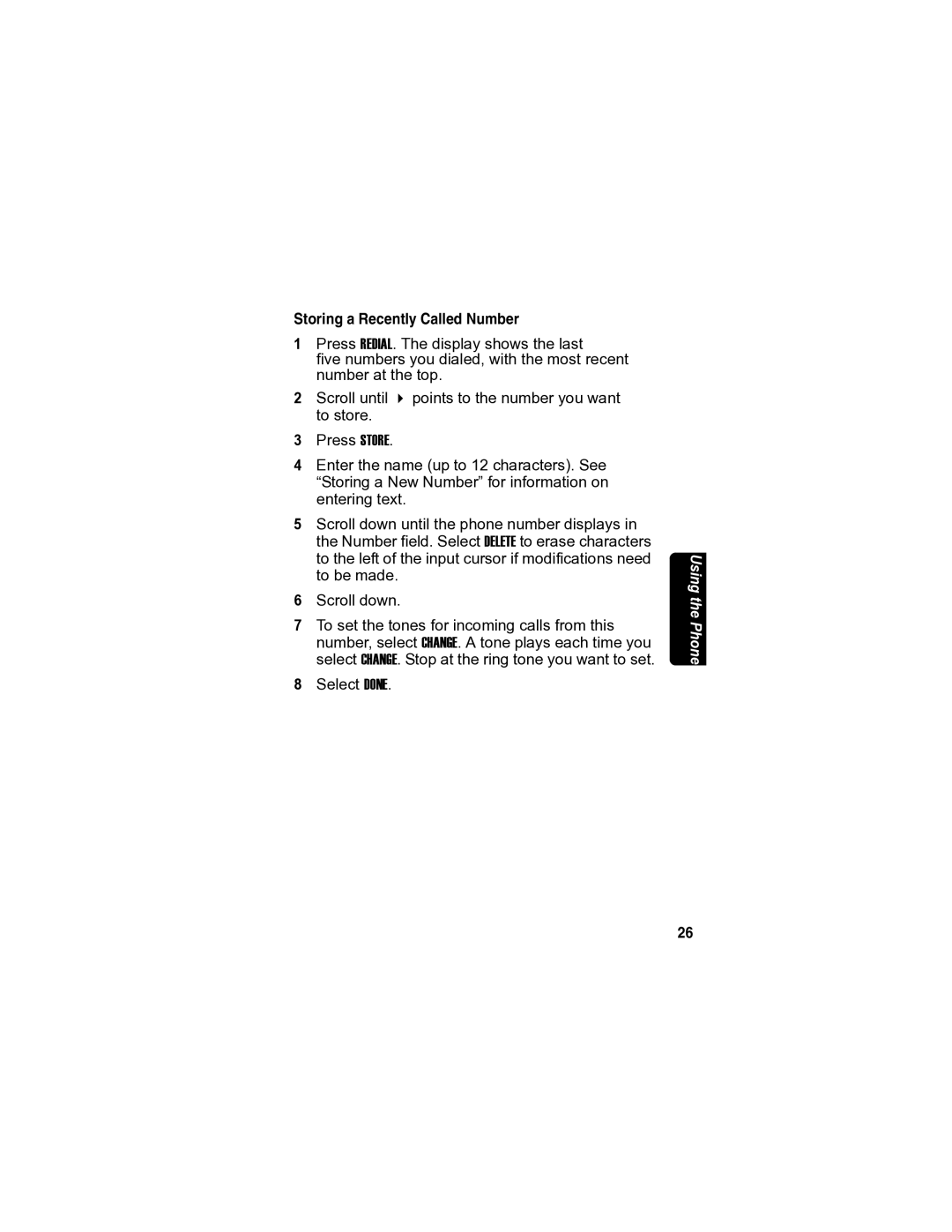 Motorola MD7080 manual Storing a Recently Called Number 