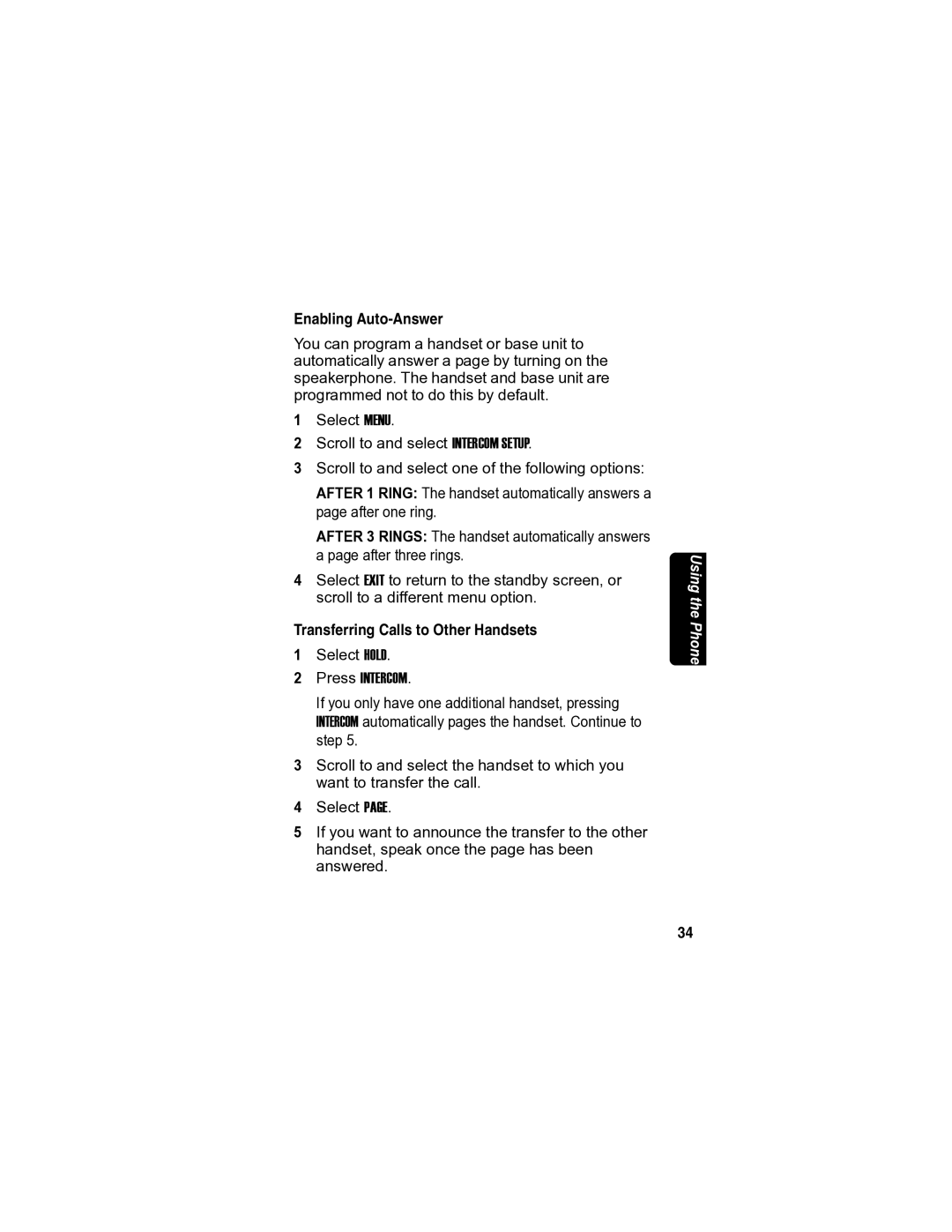 Motorola MD7080 manual Enabling Auto-Answer, Transferring Calls to Other Handsets 