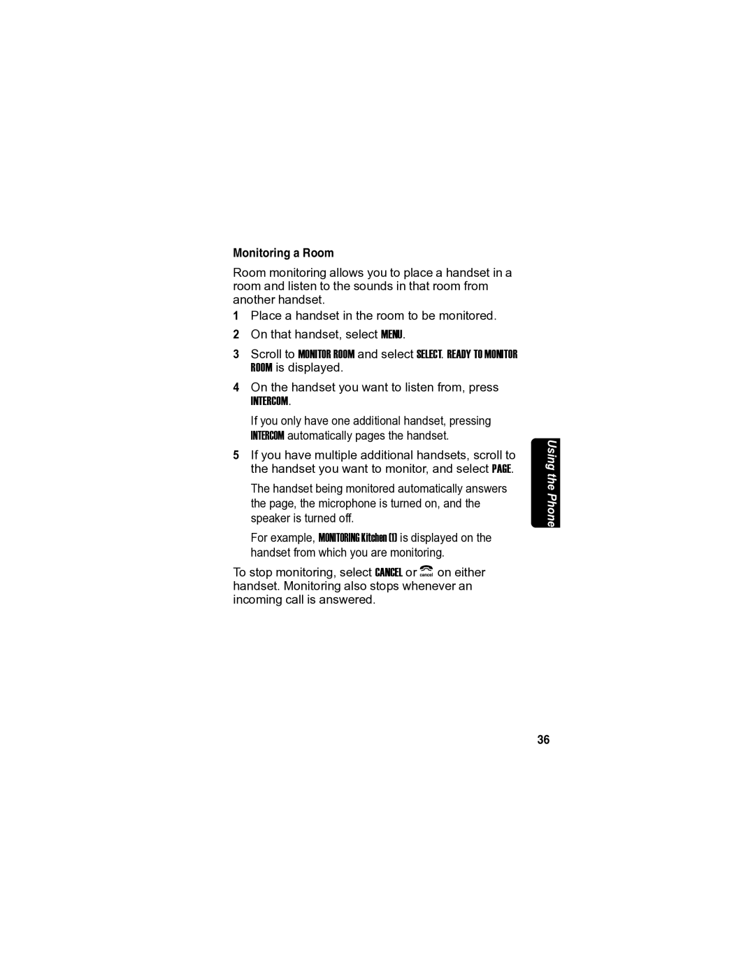 Motorola MD7080 manual Monitoring a Room, Intercom 