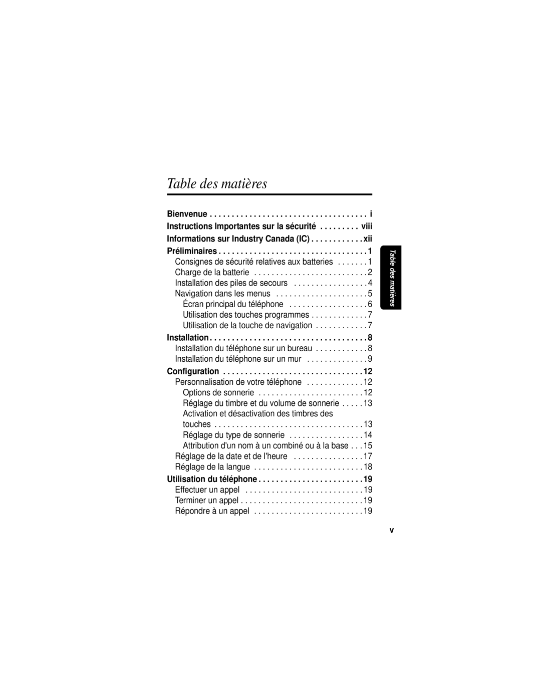 Motorola MD7080 manual Table des matières, Activation et désactivation des timbres des 