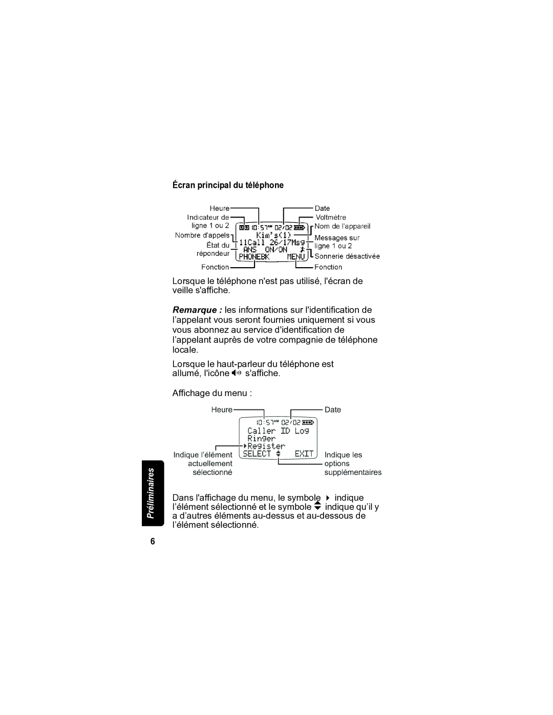 Motorola MD7080 manual Écran principal du téléphone 