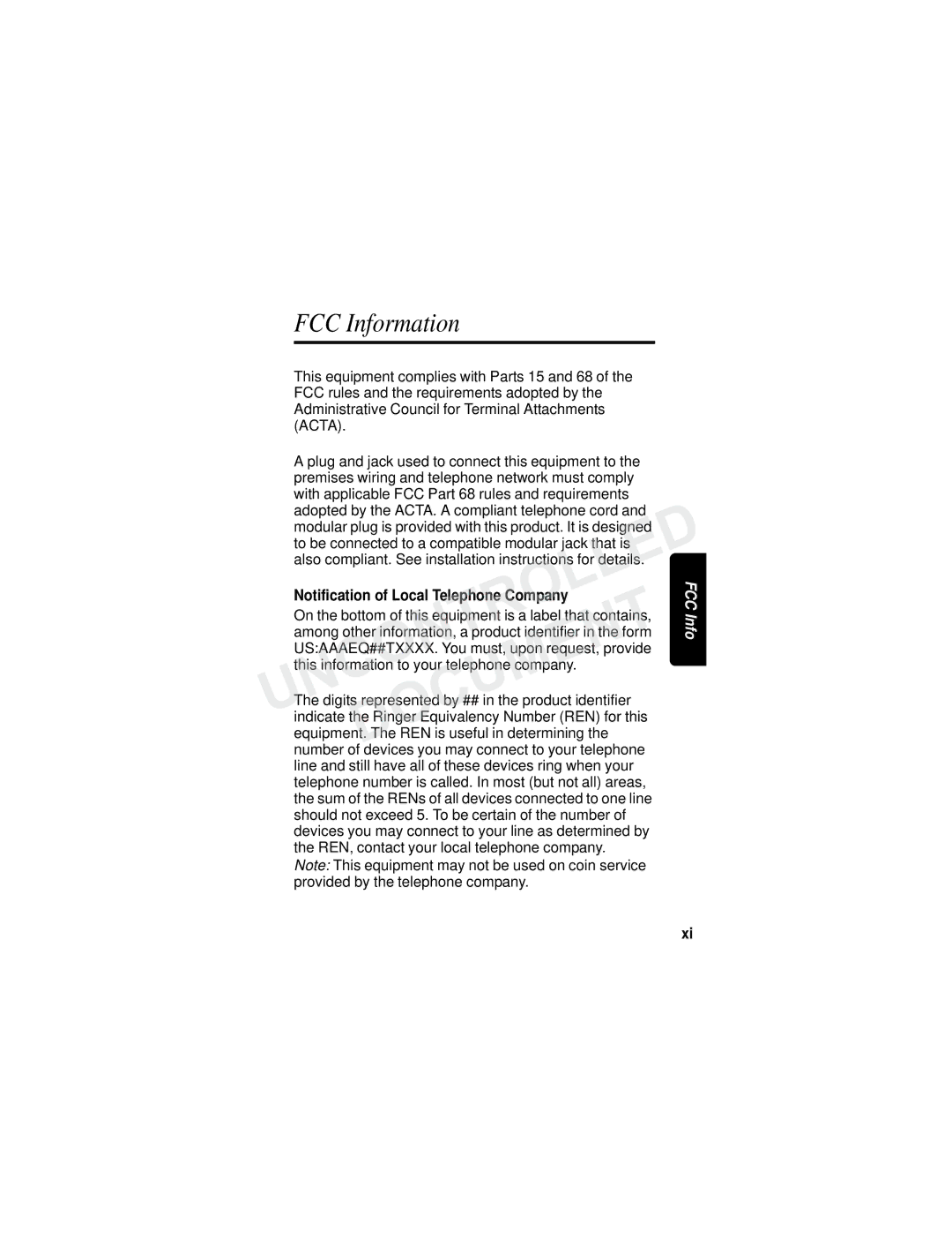 Motorola MD7090 manual FCC Information, Notification of Local Telephone Company 