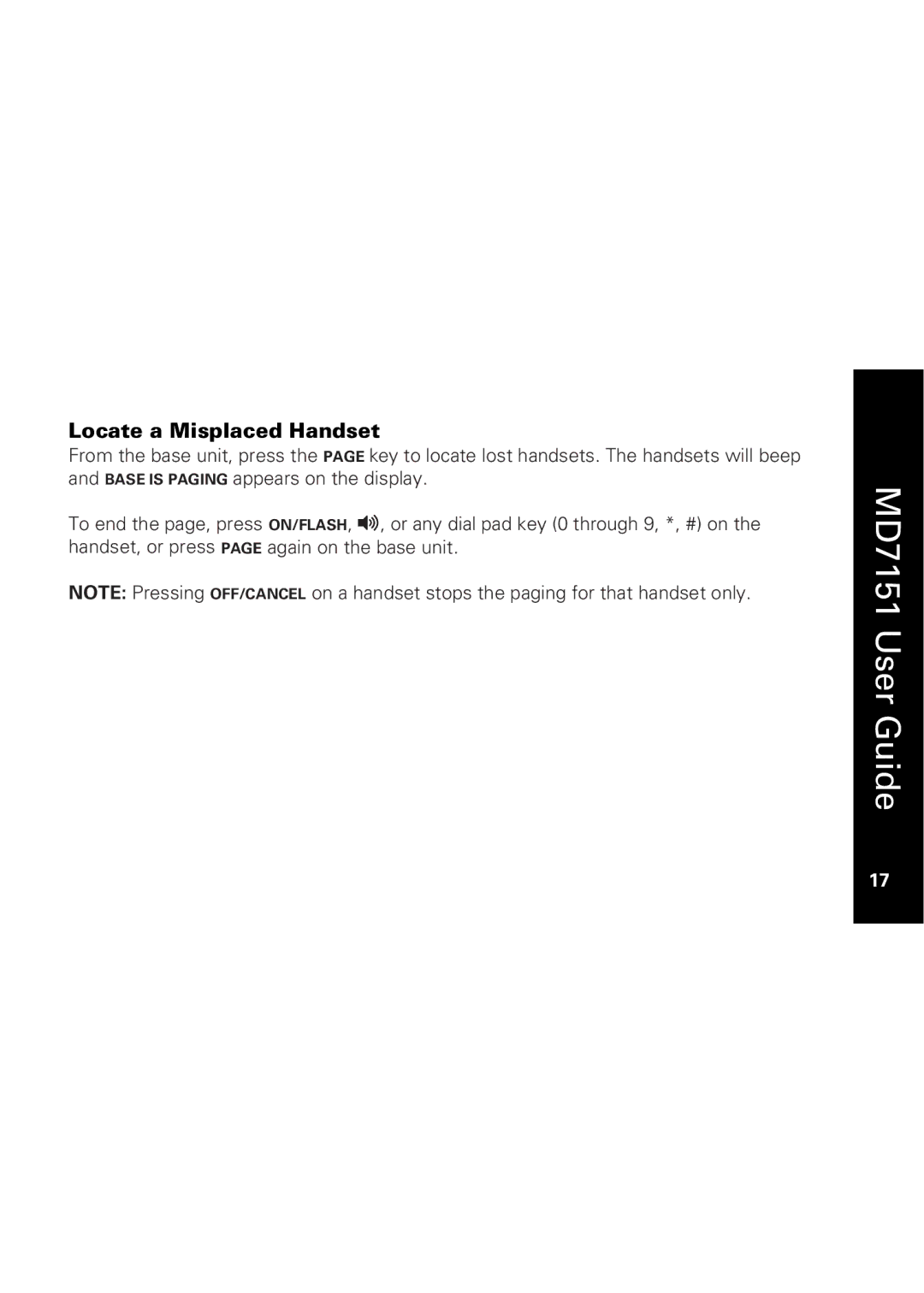 Motorola MD7151 manual Locate a Misplaced Handset 