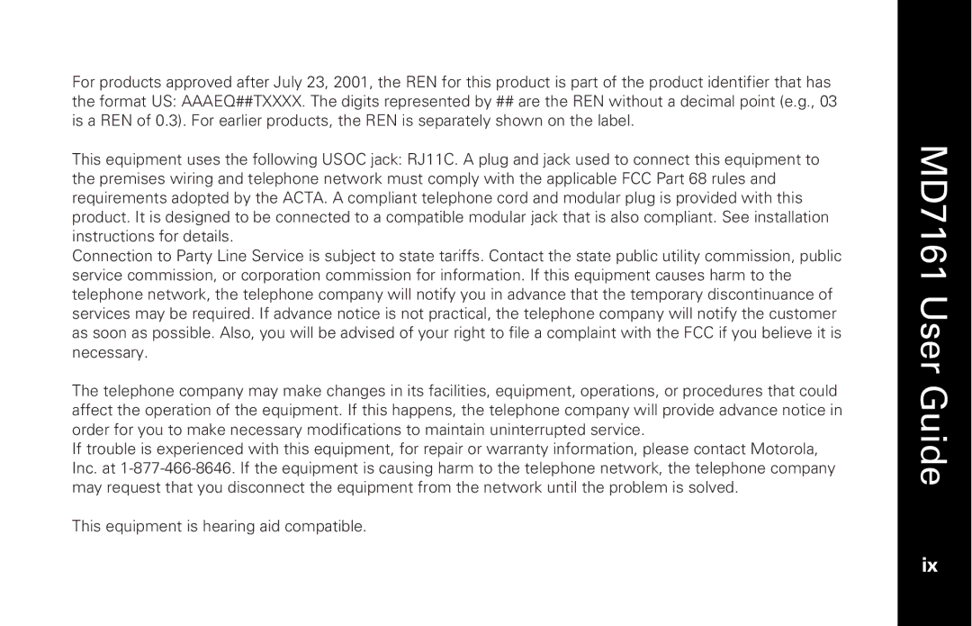 Motorola manual MD7161 User Guide 