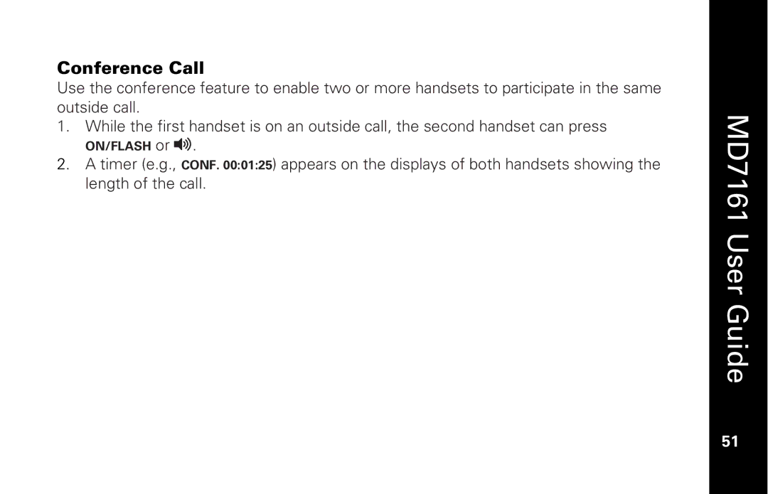 Motorola MD7161 manual Conference Call 