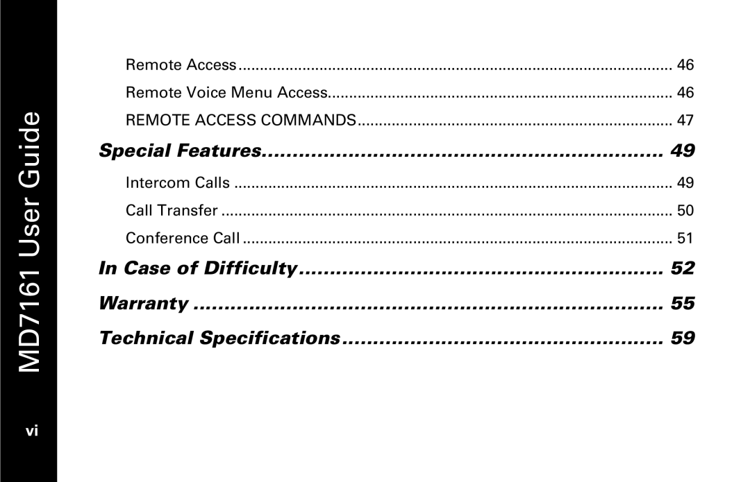 Motorola MD7161 manual Special Features 